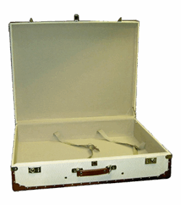 In foto: Valigia in pelle bicolore 